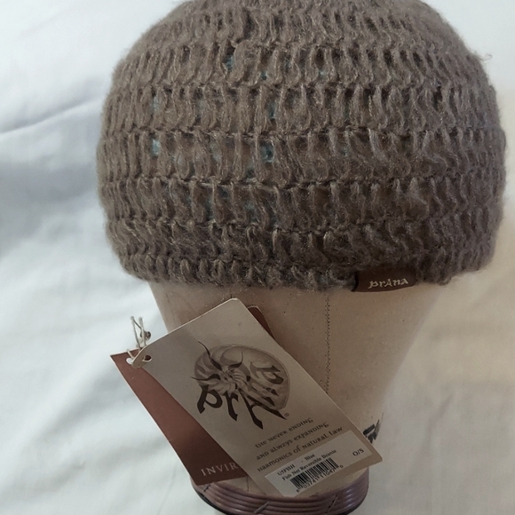 Prana Reversible Fishnet Beanie Blue / Coffee Brown. One Size - Picture 2 of 8